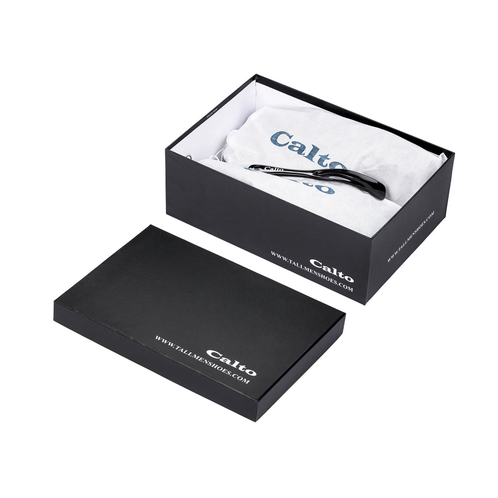 CALTO - Q271  - 2 Inches Taller (Black Noir) - Elevated Leatherette Micro-Perforated Sneakers